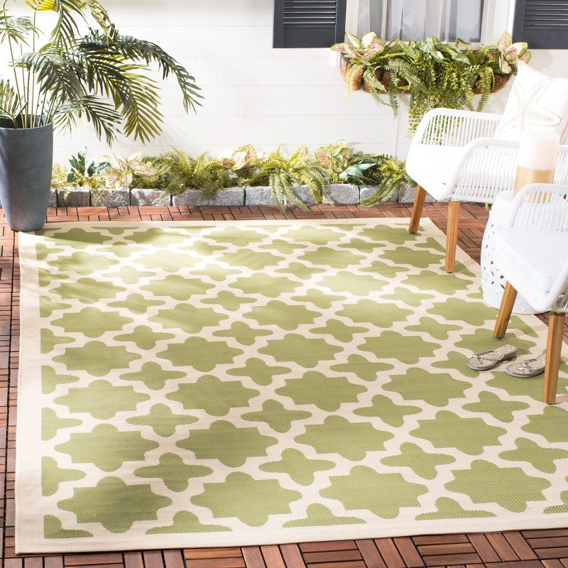 Courtyard CY6913 Power Loomed Indoor and Outdoor Area Rug - Green/Beige - 5'3"x5'3" - Safavieh