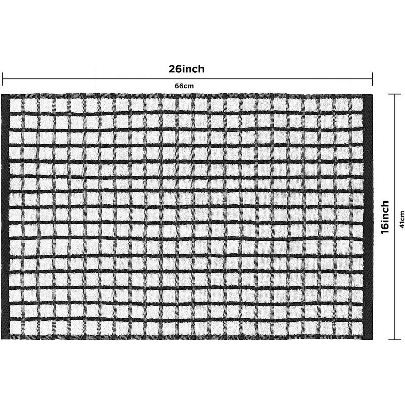 White Classic 100% Cotton Checkered Design Kitchen Towel Set of 8 - 16x26" Black