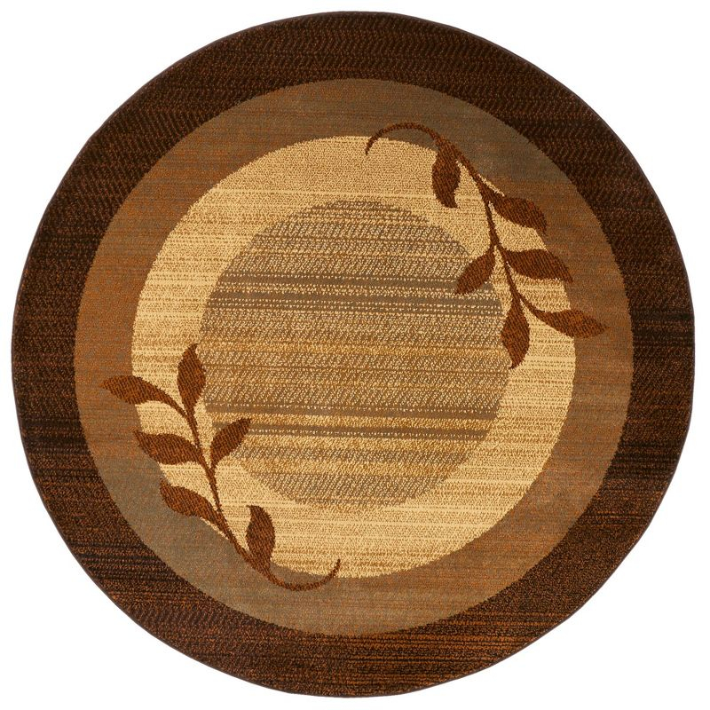 Home Dynamix Royalty Clover Contemporary Geometric Border Area Rug, Brown/Blue, 5'2" Round