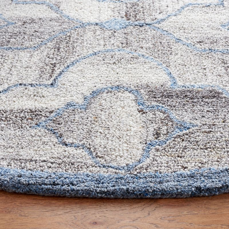 Abstract ABT646 Handmade Indoor Area Rug - Blue/Brown - 6' Round - Safavieh