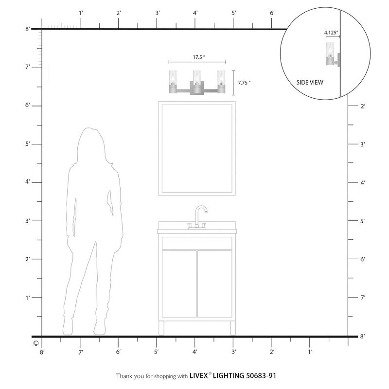 Livex Lighting Midtown 3 - Light Vanity in  Brushed Nickel