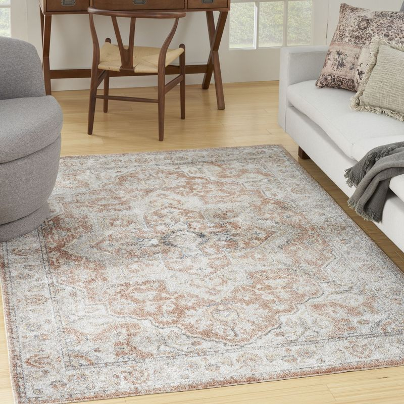 Nourison Astra Machine Washable Vintage Medallion Indoor Rug Gold/Multicolor 5'3" x 7'