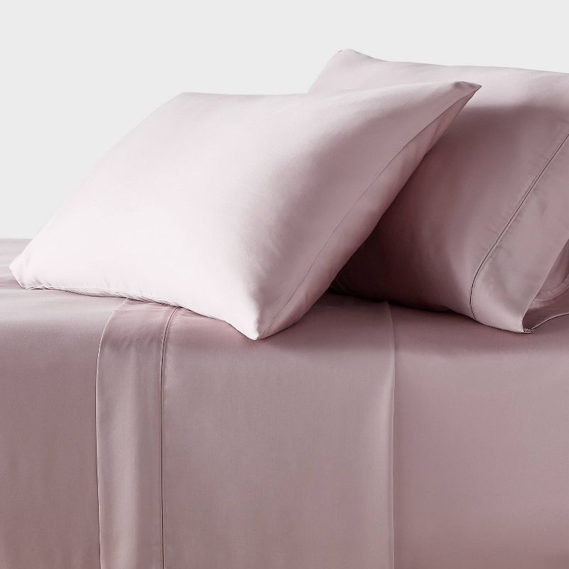 Twin/Twin XL 320 Thread Count Cool TENCEL® Lyocell Sheet Set Rose Ash - Threshold™: Satin Weave, OEKO-TEX Certified