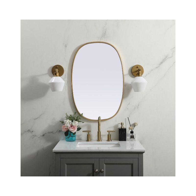 Elegant Lighting Metal Frame Oval Mirror 20x30 Inch in Brass