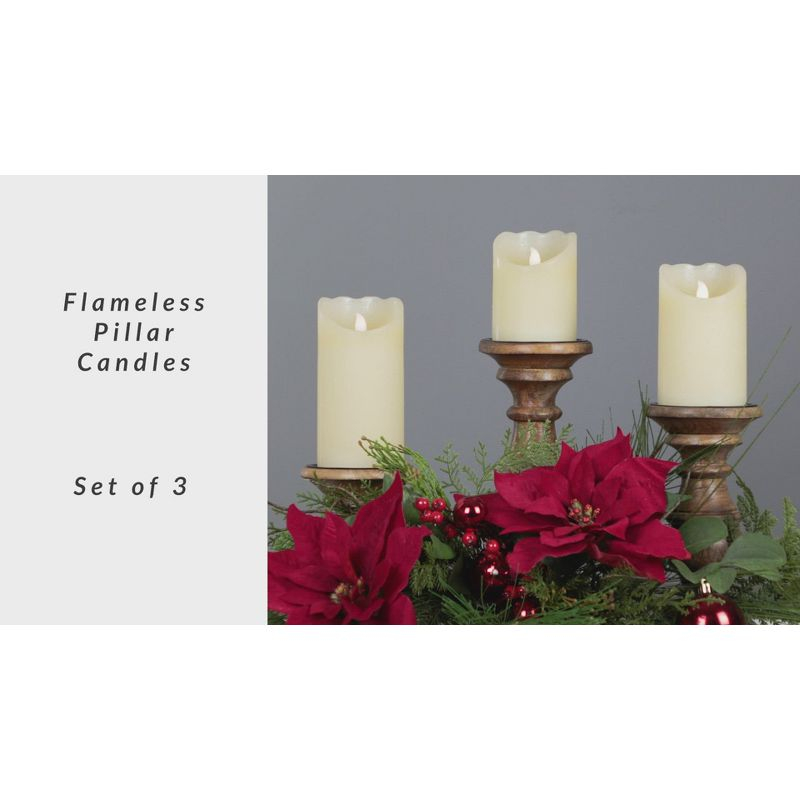 Northlight LED Operated Flameless Pillar Candles - 6" - Cream - Set of 3