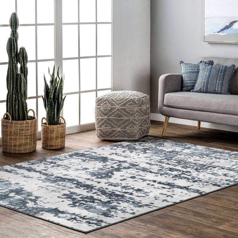 4'3"x6' Ginny Contemporary Speckled Abstract Area Rug Blue - nuLOOM: Machine Made, Low Pile, Indoor Use