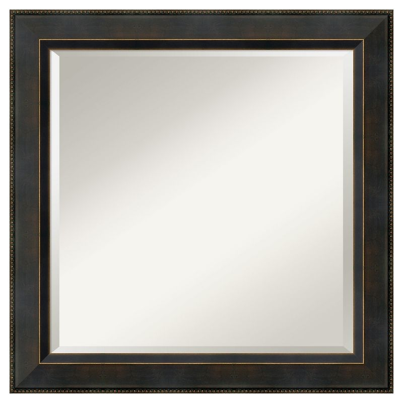 24" x 24" Signore Bronze Wood Framed Wall Mirror - Amanti Art: Square Beveled, No Assembly, Traditional Decor