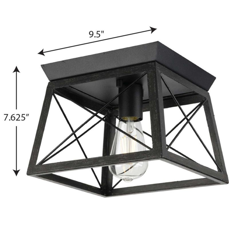 Progress Lighting Briarwood 1-Light Flush Mount, Graphite Finish, Faux-Painted Wood Enclosure