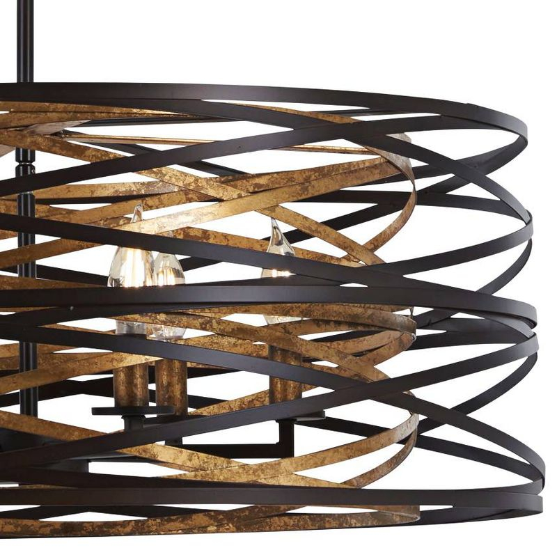 Minka Lavery Dark Bronze Mosaic Gold Chandelier 26" Wide Modern 6-Light Fixture for Dining Room House Foyer Kitchen Entryway Home