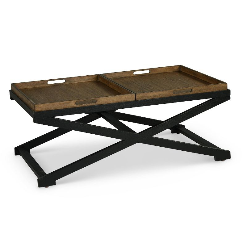 Topeka Cocktail Table Walnut/Black - Steve Silver Co.: Transitional Style, Reversible Top, Rubberwood Frame