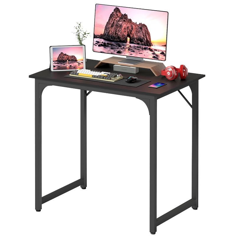 FDW Computer Desk 32 inch Length Study Writing Table Adjustable feet for Home Office, Black