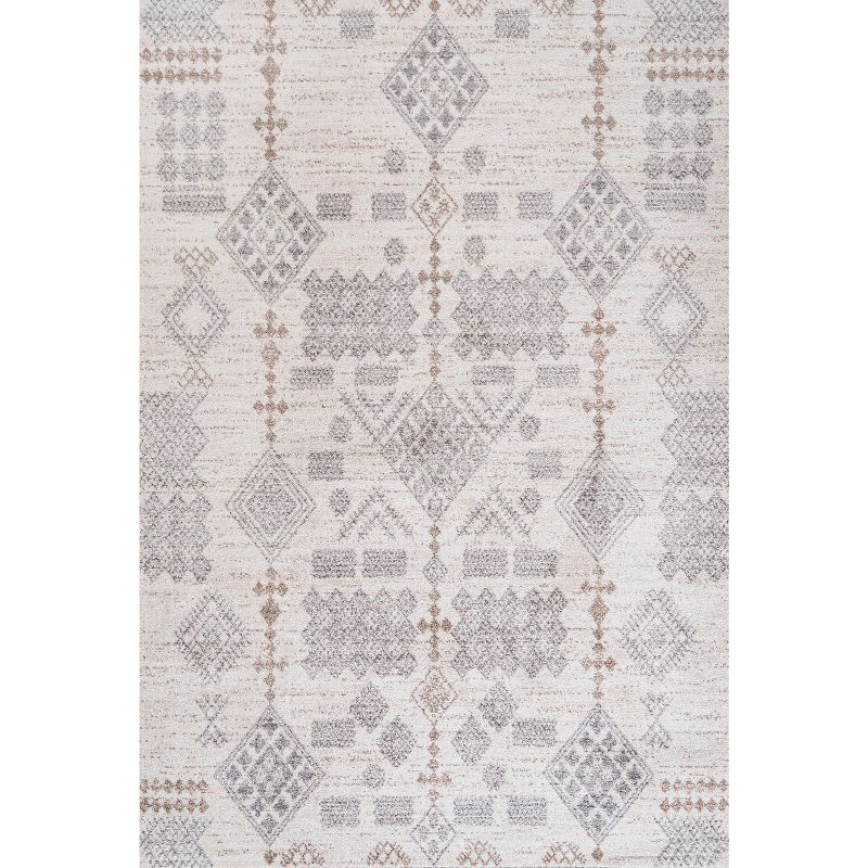 8'x10' Bhalil Berber Diamond Geometric Area Rug, Beige/Gray - JONATHAN Y