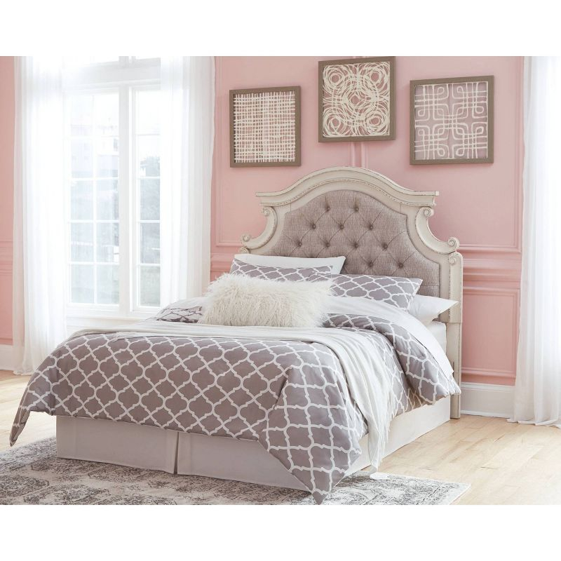 Full Realyn Upholstered Panel Headboard Beige: Cottage Style, Tufted, Wood Frame - Signature Design by Ashley