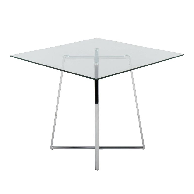 36" Cosmo Square Dining Table Chrome/Clear Glass - LumiSource: Modern Pedestal, Seats 4