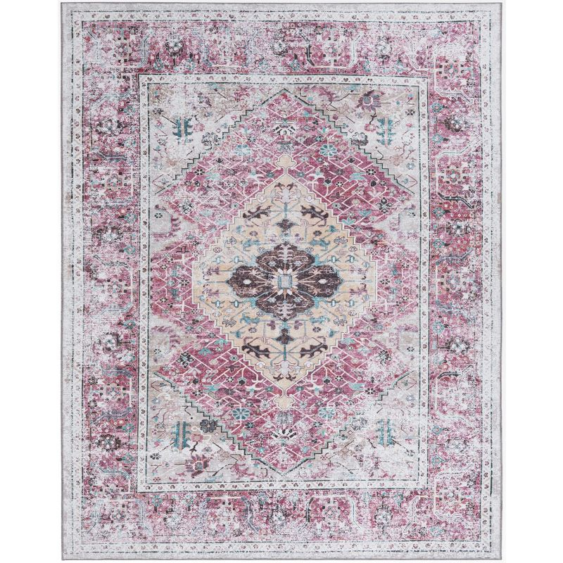 Unique Loom 7' 10 x 10' 0 Yara Yash Machine Washable Light Coral Pink Area Rug