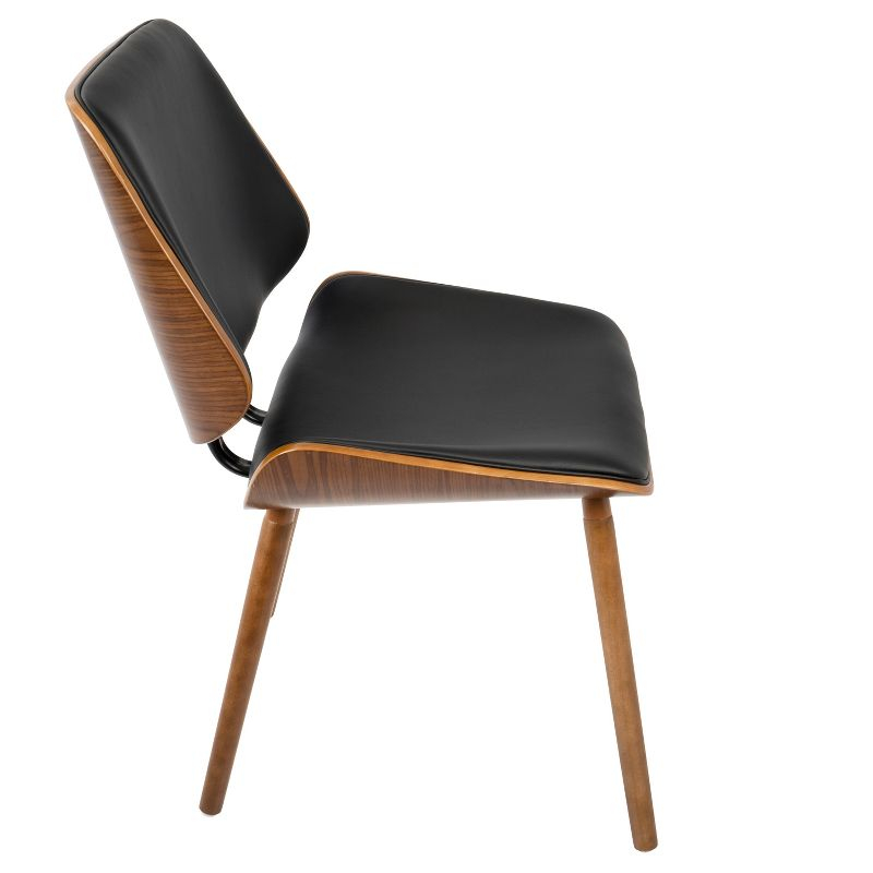 Lombardi Mid Century Modern Dining/Accent Chair Faux Leather Black - Lumisource: Set of 2, Wood Legs, Padded Seat