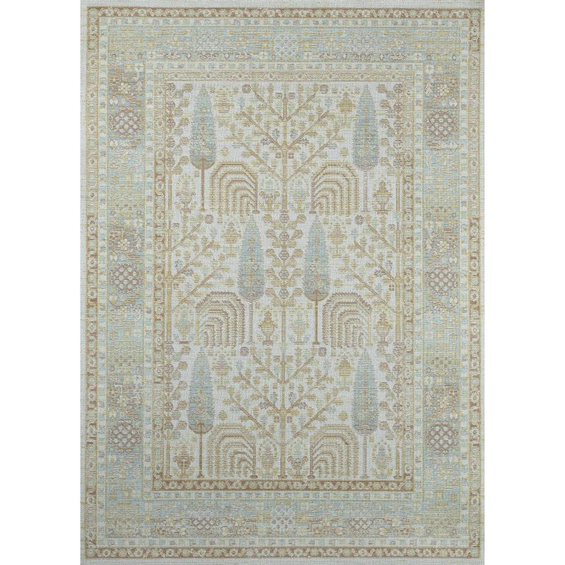 5'3"x7'3" Isabella Matilda Area Rug Ivory - Momeni: Bohemian Chevron Pattern, Medium Pile, Indoor Use