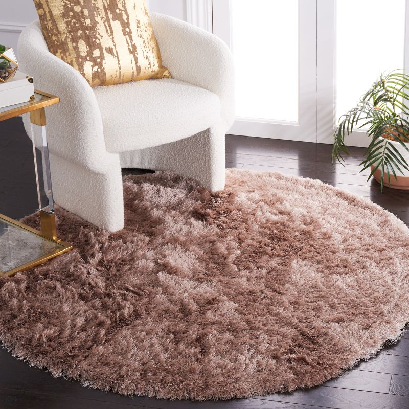 Paris Shag SG511 Hand Tufted Indoor Area Rug - Beige - 5' Round - Safavieh