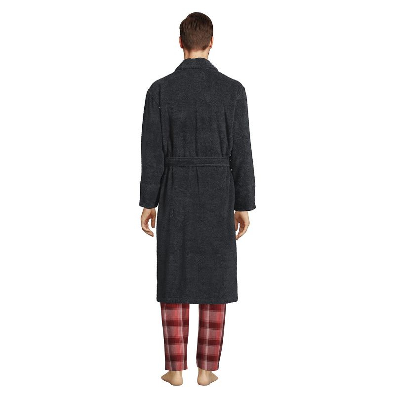 Lands' End Men's Calf Length Turkish Terry Robe - Small - Charcoal