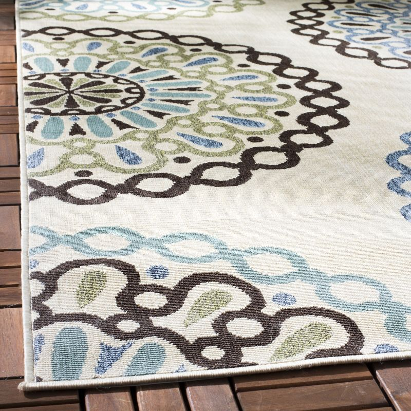 Veranda VER092 Power Loomed Indoor/Outdoor Area Rug - Cream/Blue - 9'x12' - Safavieh