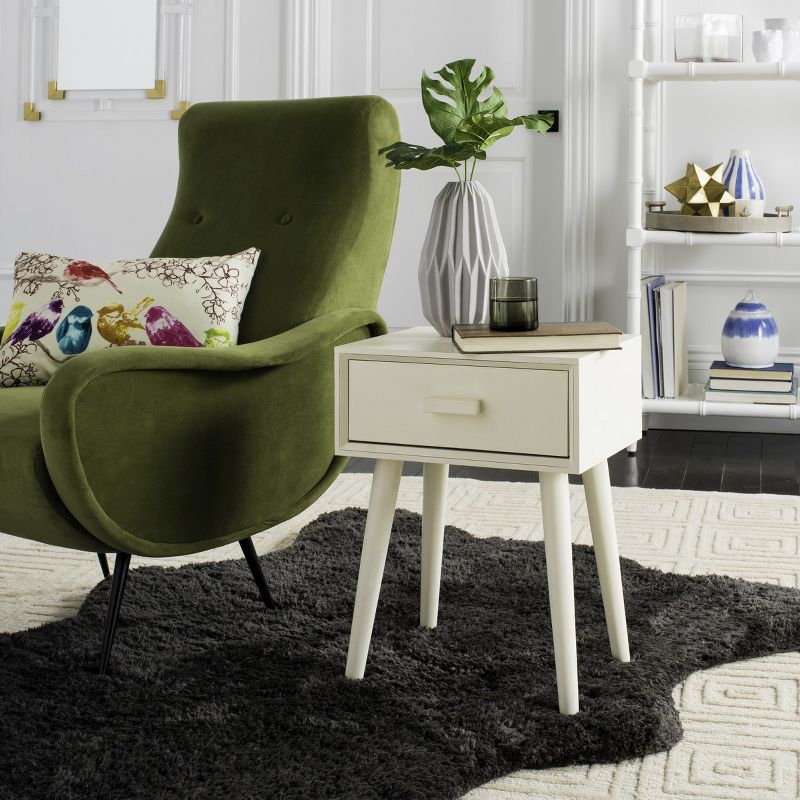 Lyle 1 Drawer Side Table - Vintage White - Safavieh.