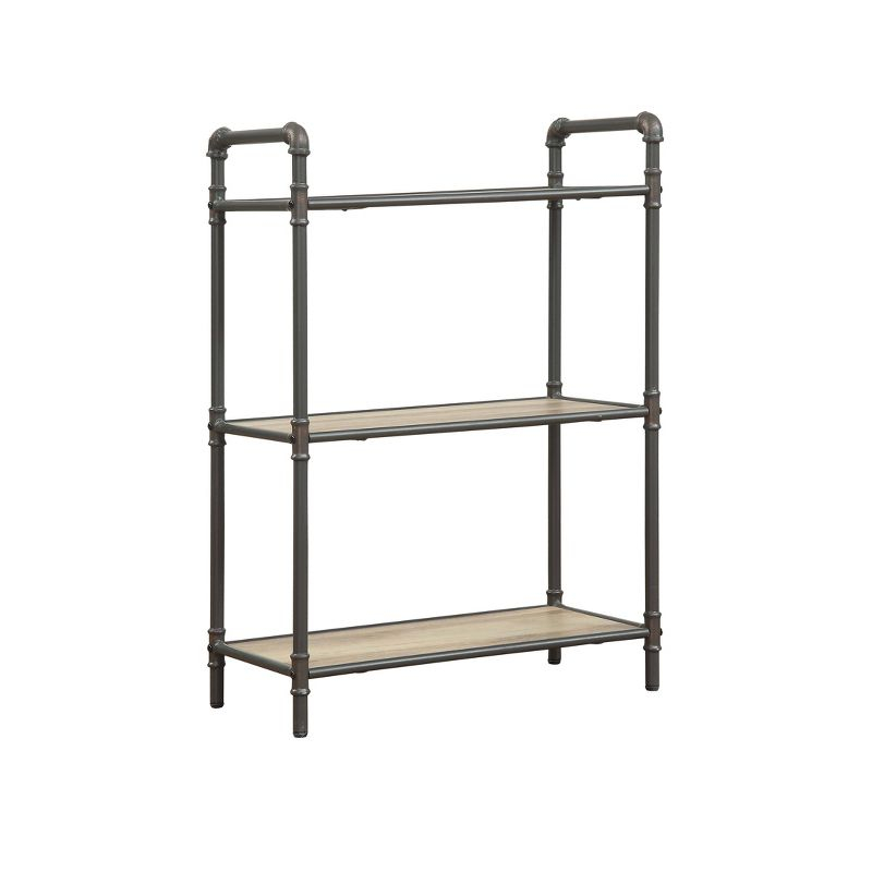 36" Itzel 3 Shelves Bookcase Antique Oak/Sandy Gray - Acme Furniture: Metal Frame, Open Back Design, Assembly Required