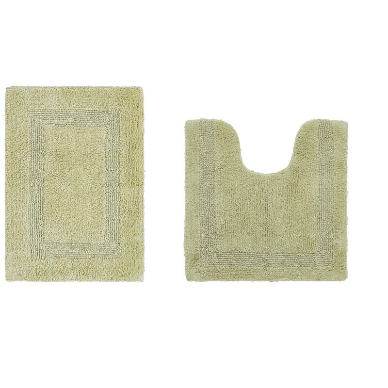 Better Trends Lux 100% Cotton Tufted Solid Reversible Bath Rug Set 2 PC (17" x 24" | 20" x 20") - Sage