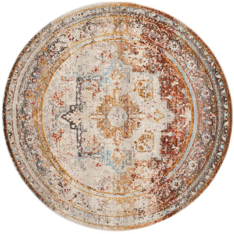 Vintage Persian VTP438 Power Loomed Indoor Area Rug - Cream/Multi - 5' Round - Safavieh