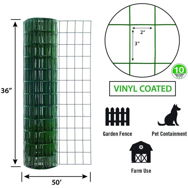 Origin Point Garden Zone 16-Gauge Green Vinyl Coated Garden Fence, 36" x 50'