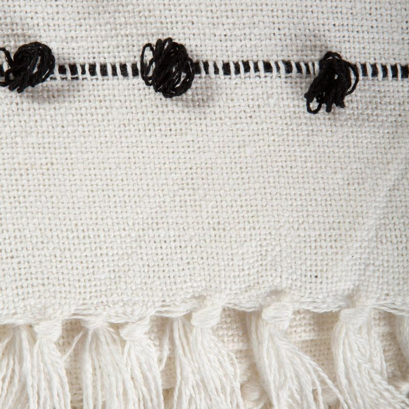 50"x60" Woven Loop Throw Blanket Off-White - Design Imports: Cotton, Hypoallergenic, Machine Washable