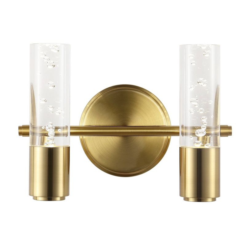 10.75" 2-Light Bolha Minimalist Bubble Acrylic/Iron Wall Sconce Light Brass/Gold - JONATHAN Y: ETL Listed, Modern Vanity Fixture