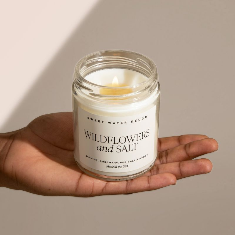 Sweet Water Decor Widlflowers and Salt 9oz Clear Jar Soy Candle