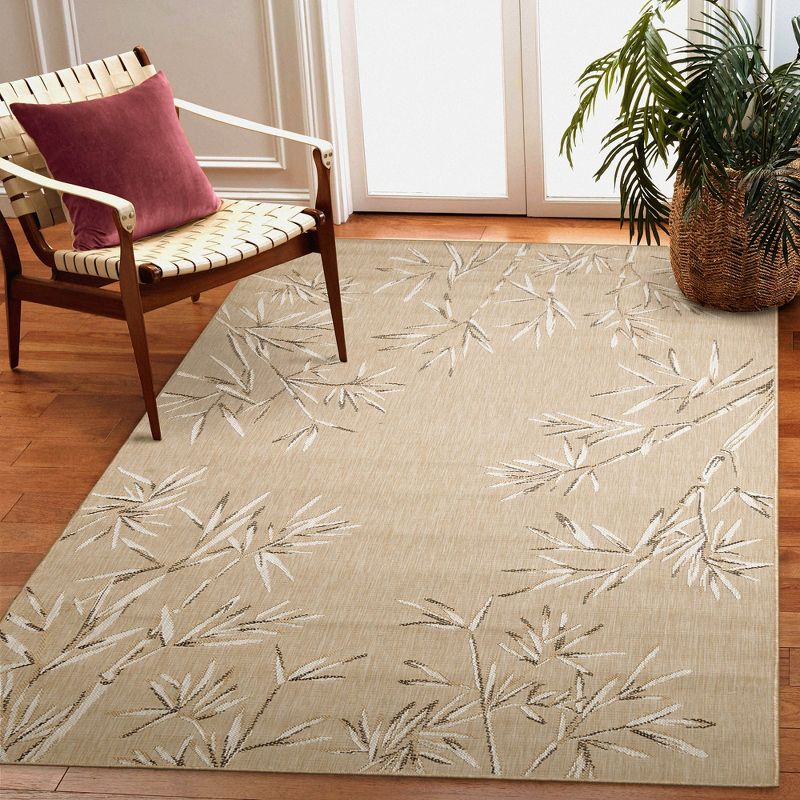 Liora Manne Carmel Bamboo Border Indoor/Outdoor Rug Sand 6'6" x 9'4"