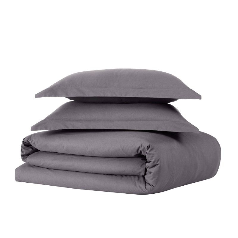 3pc Full/Queen Classic Cotton Duvet Set Gray - Brooklyn Loom