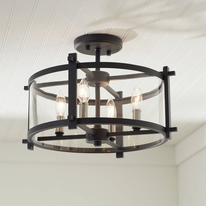 Generation Lighting Ethan 16 1/2" Iron and Glass Round Ceiling Light