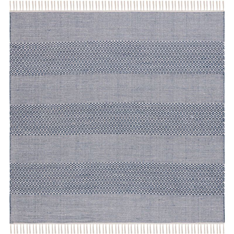 Montauk MTK330 Hand Woven Indoor Accent Rug - Ivory/Navy - 4'x4' - Safavieh