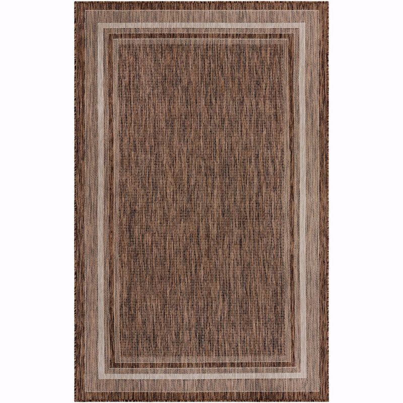 Unique Loom 5' 3 x 8' 0 Rectangle Indoor/Outdoor Border Brown Area Rug