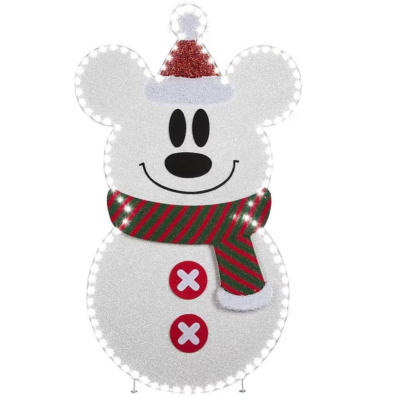 Disney 44-inch Flat-Tastics Mickey Mouse as Snowman Pre-lit LED Christmas Yard Decor