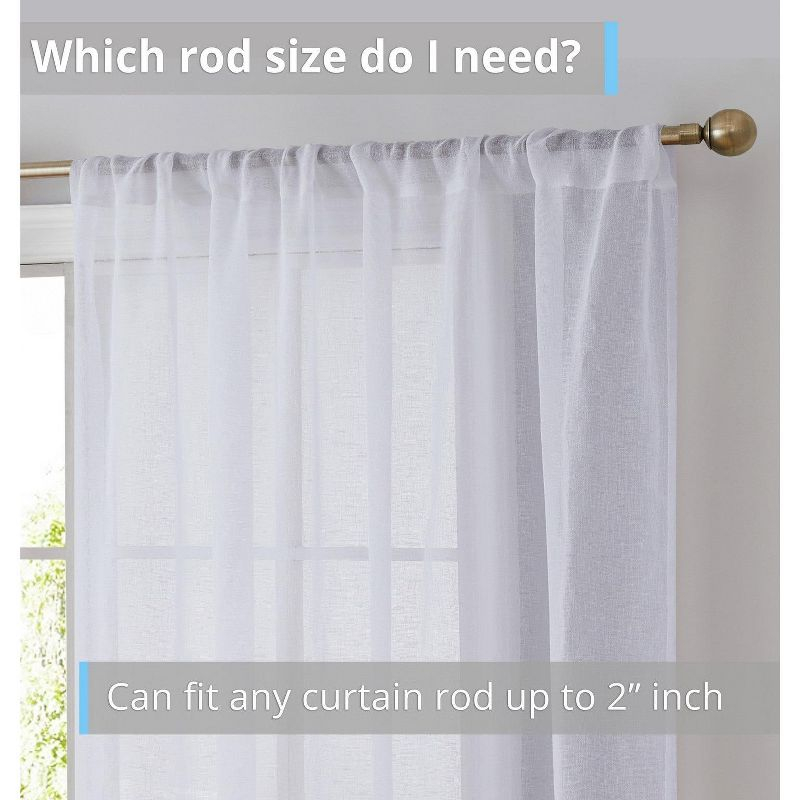 HLC.ME Penelope Faux Linen Textured Privacy Sheer Light Filtering Rod Pocket Curtains Panels, Set of 2 - Ivory, 54 W x 96 L