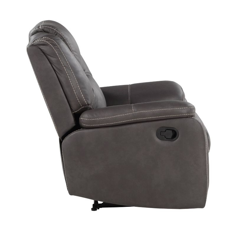 Katrine Manual Recliner Charcoal - Steve Silver Co.: Faux Leather Upholstery, Plywood Frame, No Tools Assembly