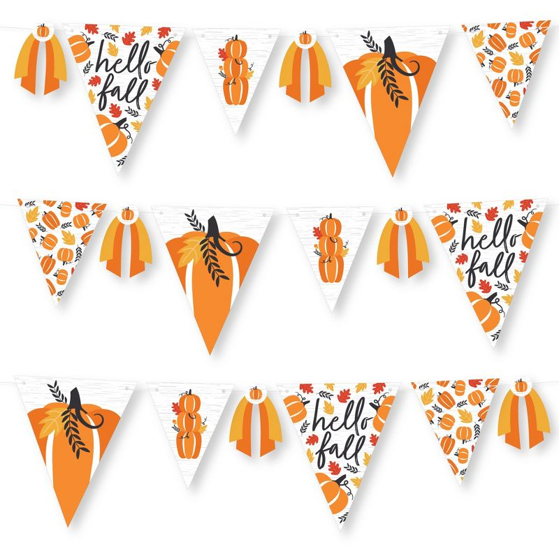Big Dot of Happiness Fall Pumpkin - DIY Halloween or Thanksgiving Party Pennant Garland Decoration - Triangle Banner - 30 Pieces