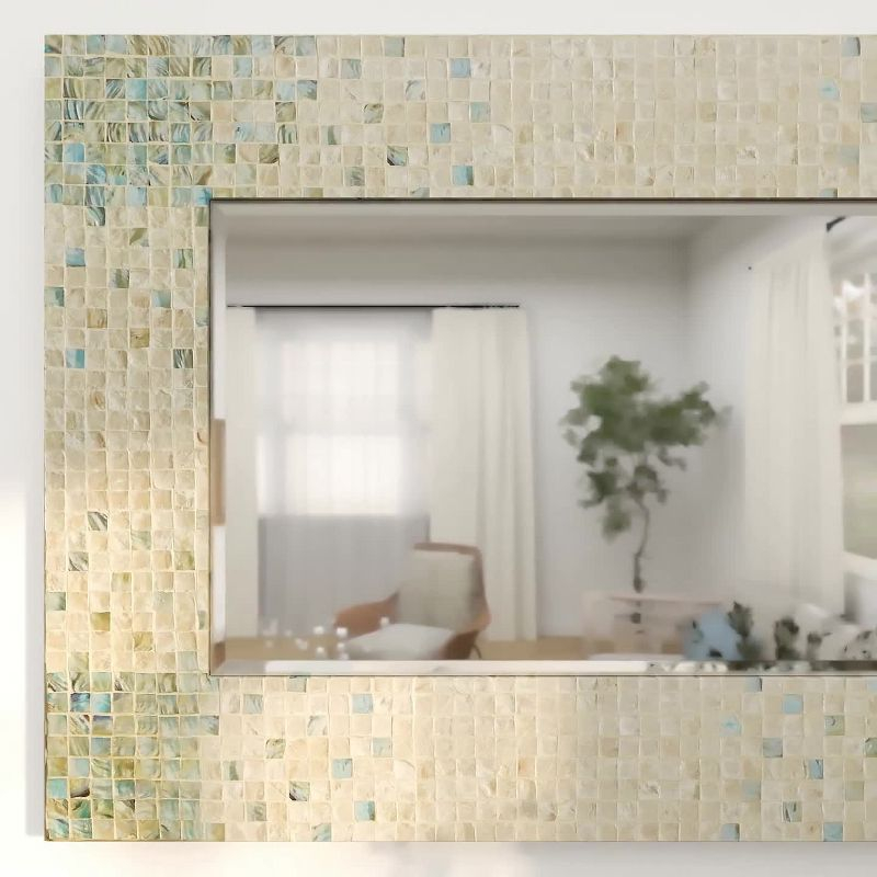 36" x 48" Mother of Pearl Handmade Mosaic Wall Mirror: Olivia & May, Coastal Style Decor