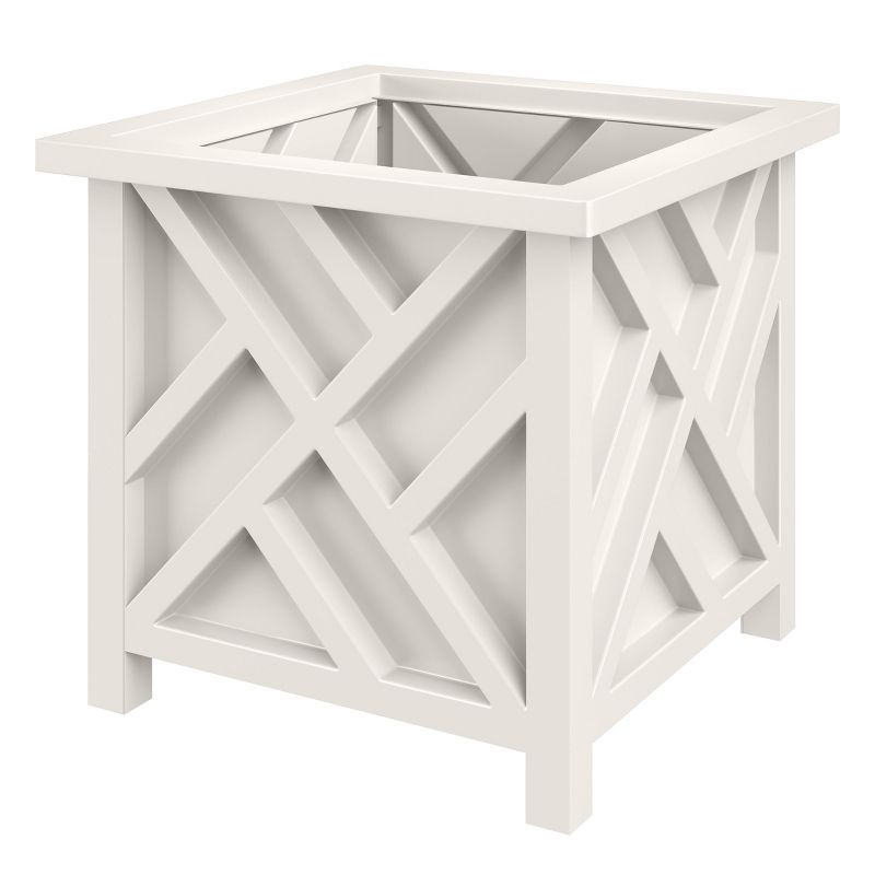 Pure Garden 15.5" Lattice Planter Box, White