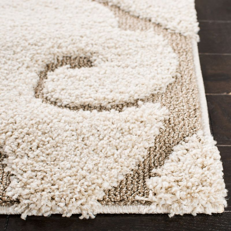 Florida Shag SG455 Power Loomed Indoor Area Rug - Cream/Beige - 5' round - Safavieh.