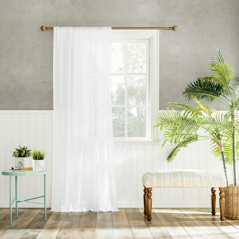 50"x84" Archaeo Sheer 100% Cotton Curtain Panel White: Transitional Voile Rod Pocket Indoor Drapery