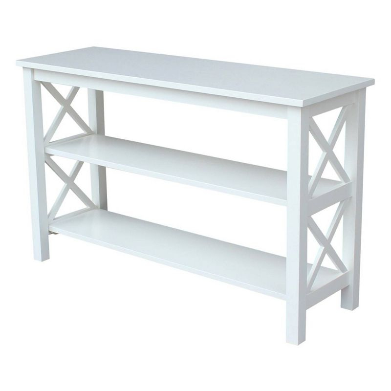 Hampton Console Table White - International Concepts: Hardwood Entryway Table with Fixed Shelves