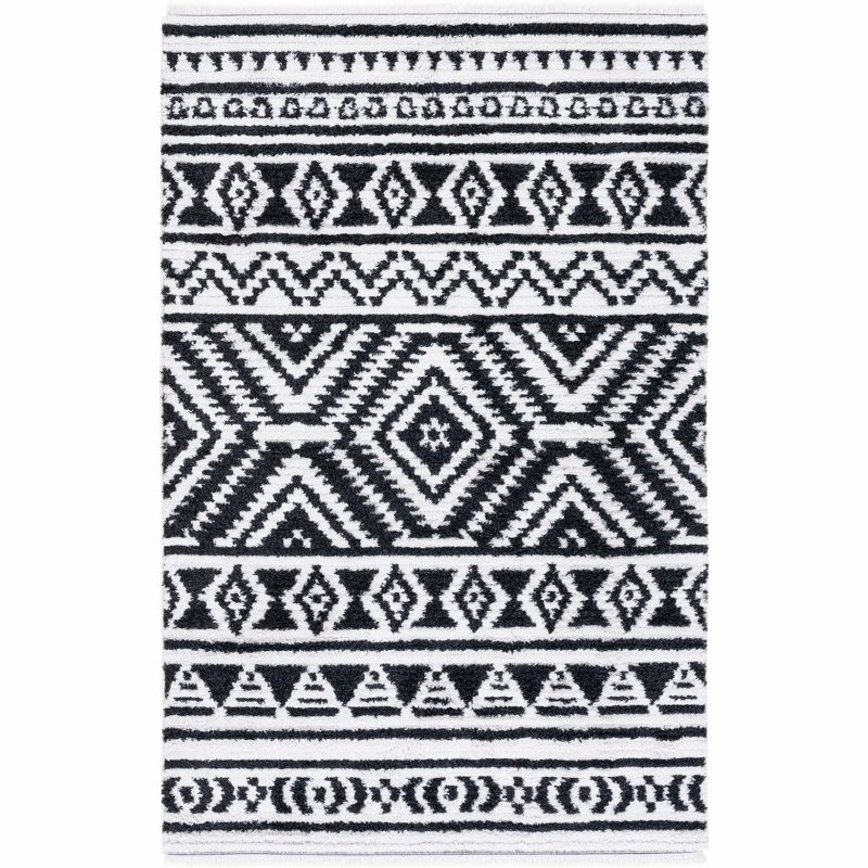 Augustine AGT849 Machine Made Indoor Area Rug - Black/Ivory - 6'-4"x9'-6" - Safavieh