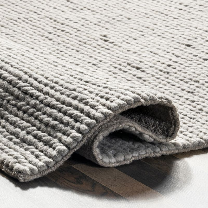 nuLOOM Penelope Braided Wool Area Rug, 5' x 8', Light Gray