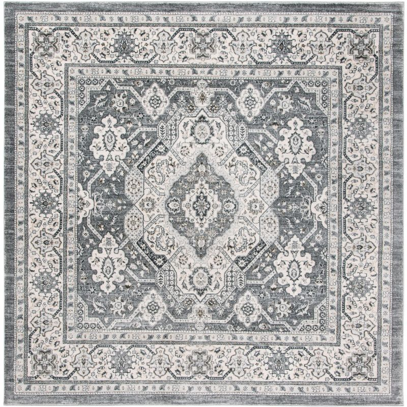 Isabella ISA916 Power Loomed Area Rug - Grey/Cream - 4'x4' - Safavieh.
