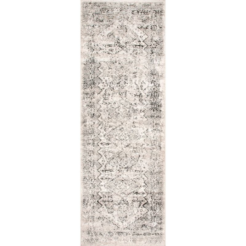 Nuloom Madisson Medallion 2x8 Runner Indoor Area Rug for Living Room Bedroom Dining Room Entryway Hallway Kitchen, Grey/Ivory